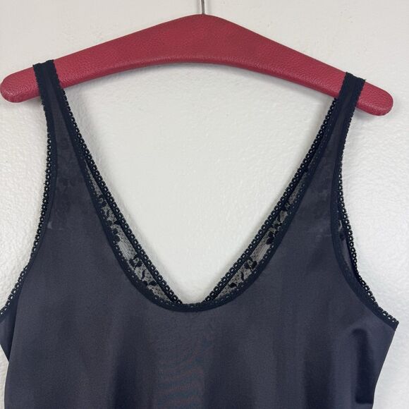 Vintage 1960s JCPenney Fantasia Satin Lace Midi Slip Dress Chemise Black 38 M - Picture 11 of 15